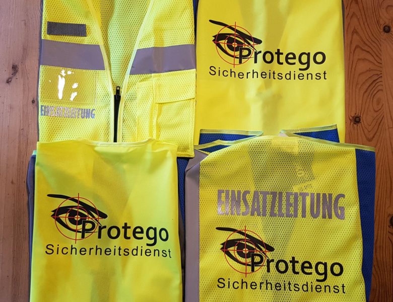 Raithel Werbetechnik und Textildruck - Protego Sicherheitsdienst - Bamberg - Warnwesten beschriften - Transferdruck